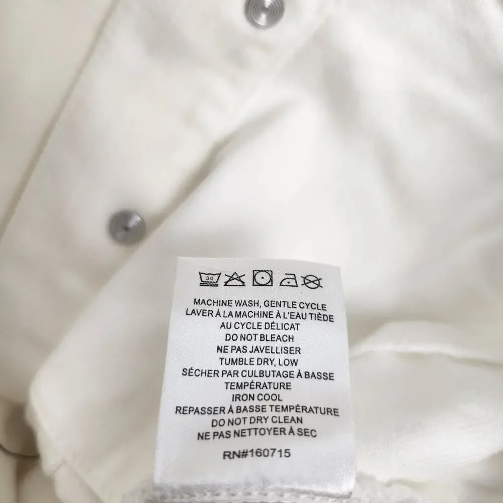 Retrofete Ada Denim Jacket White Puff Sleeve Size XXS NWT